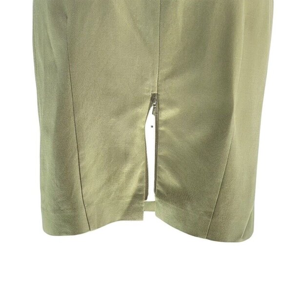 Gold Satin Midi Skirt With Back Zipper & Slit by Lida Baday - Picture 6 of 13